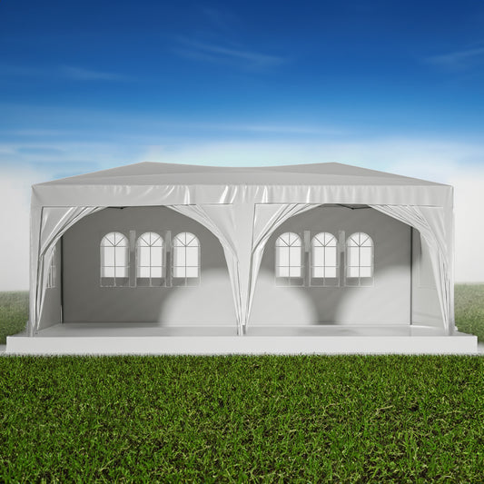 10'x20' EZ Pop Up Canopy Outdoor Portable Party Folding Tent Beige White