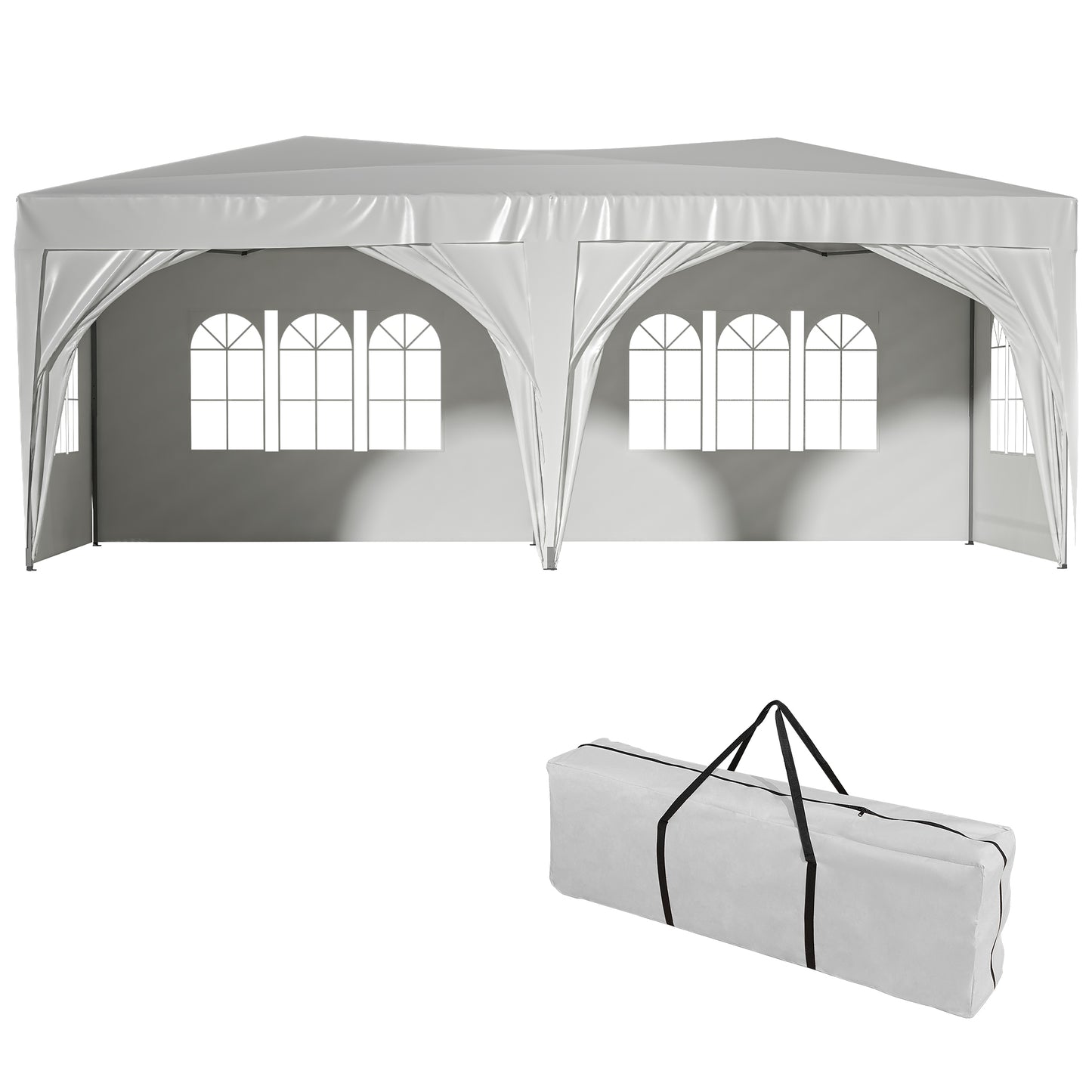 10'x20' EZ Pop Up Canopy Outdoor Portable Party Folding Tent Beige White